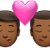 👨🏾‍❤️‍💋‍👨🏾 kiss: man, man, medium-dark skin tone display on Apple